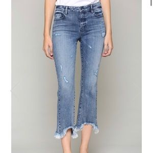 Black Hidden Jeans Cropped Flare Size 25